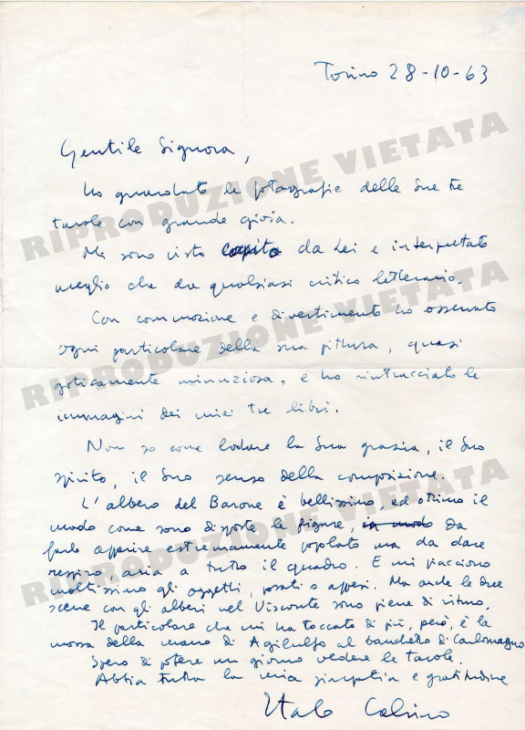 Giuseppina Civetta lettera di Italo Calvino